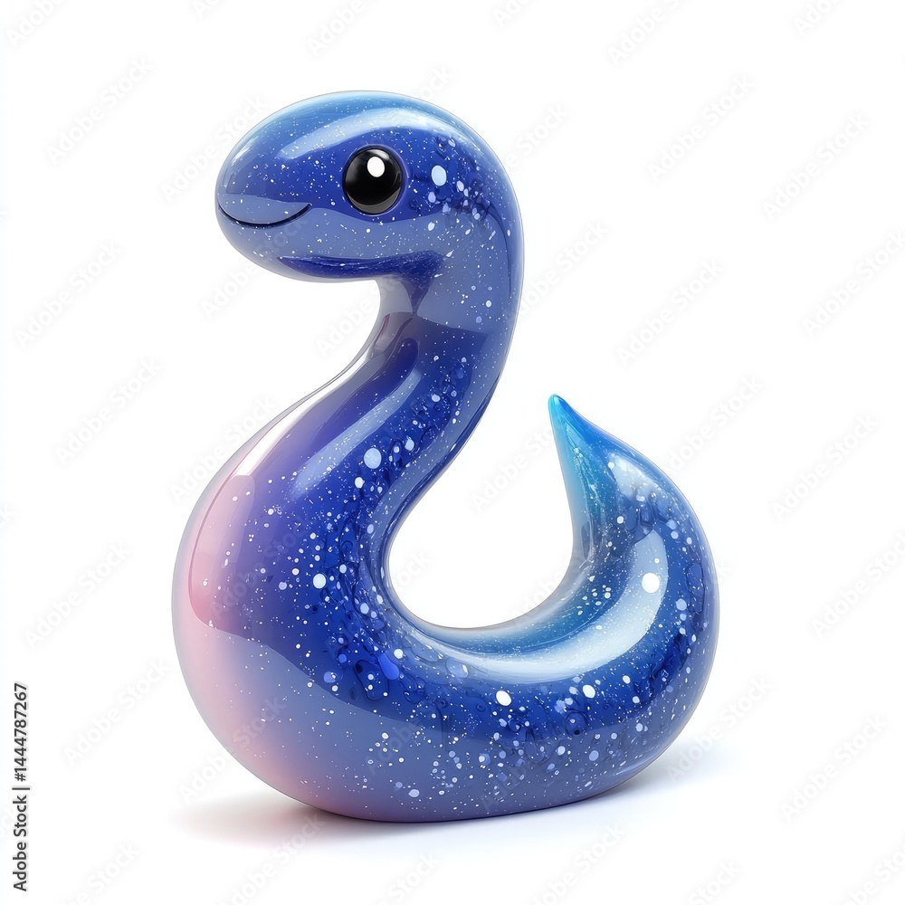 Adorable, celestial snake figurine with pastel colors.