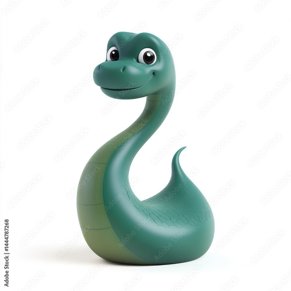 Smiling, cartoon plesiosaur figurine.