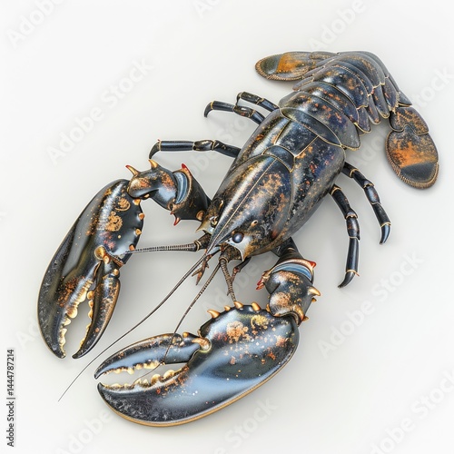 Obraz na płótnie A large, dark lobster displays its complex shell texture. w salonie