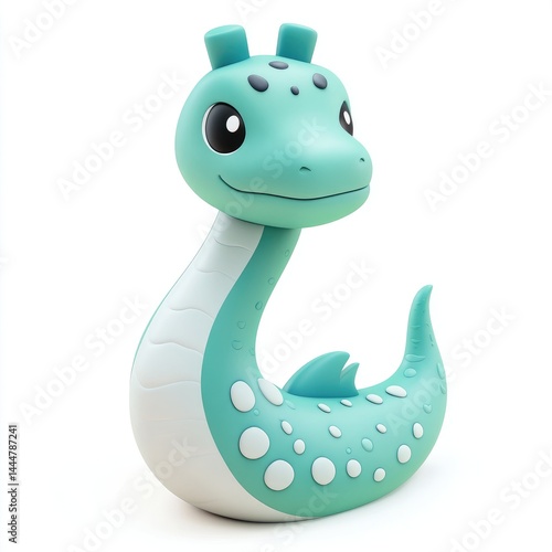 Playful teal sea serpent figurine.