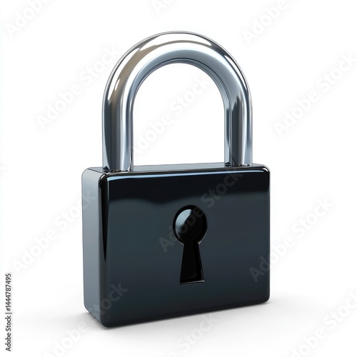 Obraz na płótnie Metallic black padlock on a white background. w salonie