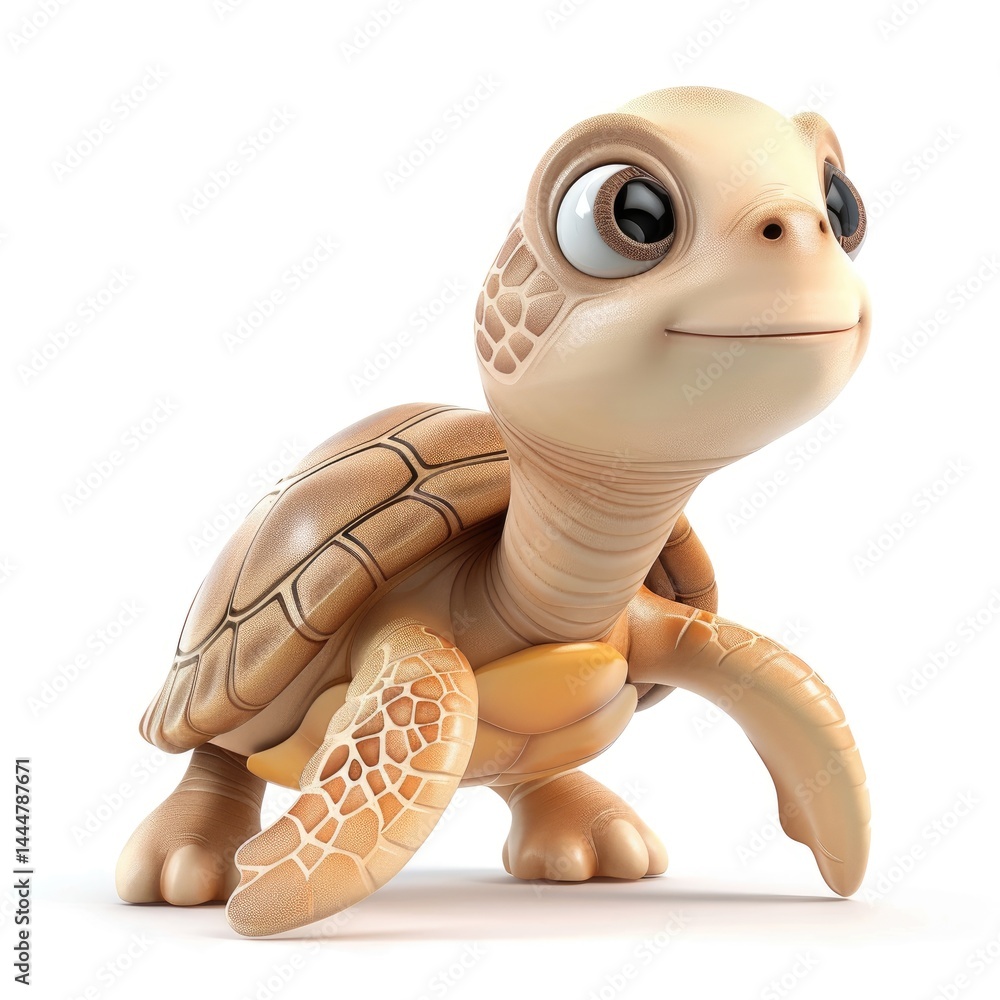 Cute cartoon sea turtle, looking upwards.