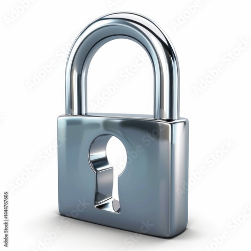 Metallic padlock illustration, a digital image of a security lock.