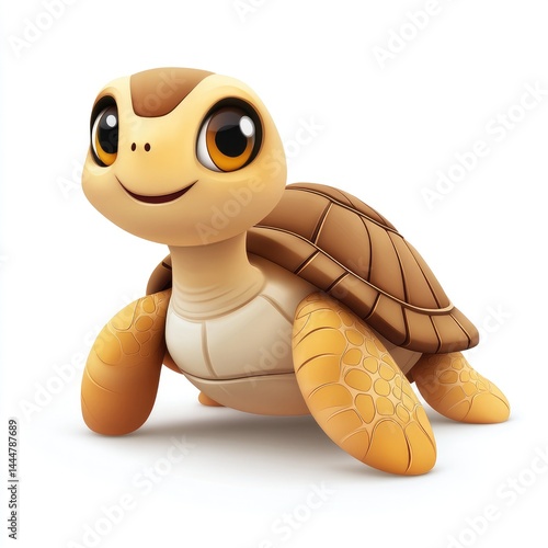 Obraz na płótnie Smiling cartoon turtle character, presented in 3D. w salonie