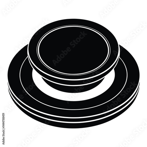 Tablespoon,Table knife,Fork And Plate Dinner Set Vector Illustration, Cutlery, Plate, Plate with cutlery and long shadows, Place Setting Silhouette.