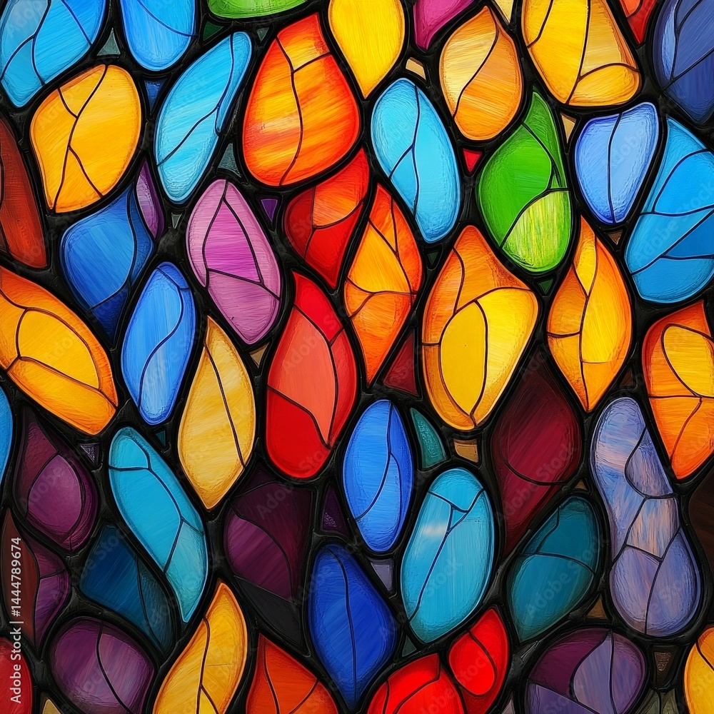 Colorful Stained Glass Art with Abstract Patterns and Vibrant Colors Colorful Stained Glass Art with Abstract Patterns and Vibrant Colors