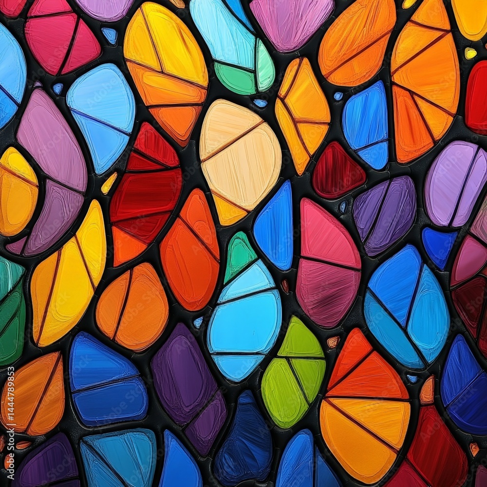 Colorful Stained Glass Art with Abstract Patterns and Vibrant Colors Colorful Stained Glass Art with Abstract Patterns and Vibrant Colors