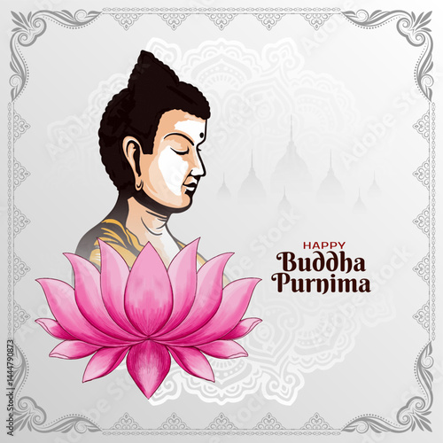 Artistic Happy Buddha Purnima Indian religious festival card
