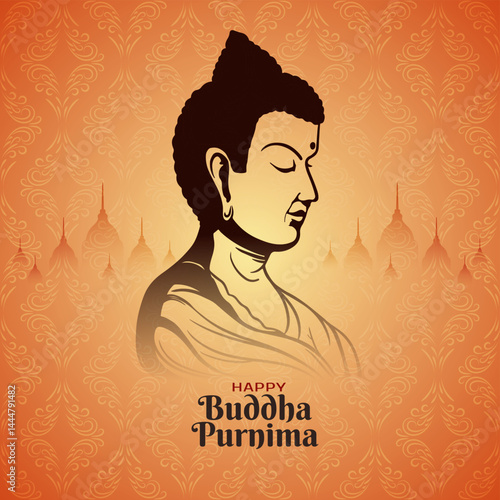 Happy Buddha Purnima traditional Indian festival greeting card