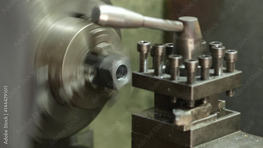 VDO 4K Lathe is working on turning metal parts for industrial use. VDO 4K Lathe is working on turning metal parts for industrial use.
