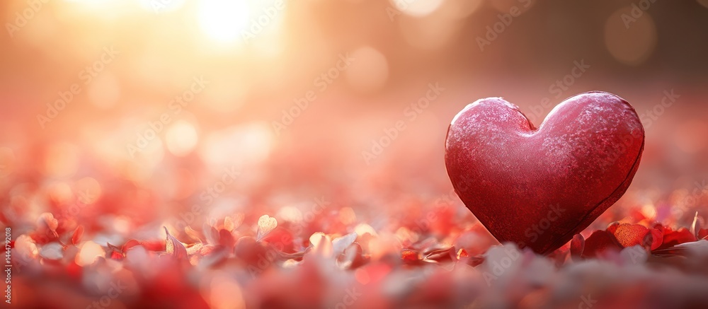 Red heart sunset autumn leaves romance card Red heart sunset autumn leaves romance card