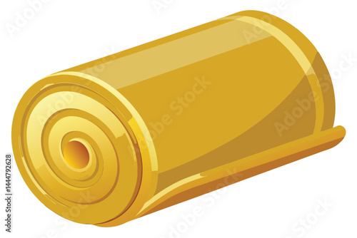 Gold Foil Roll Closeup on White Background