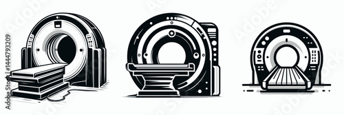 The CT scanner. Hospital Clinic Healthcare Treatment Symbol. Computed tomography imaging a modern diagnostic radiology exploration tool.