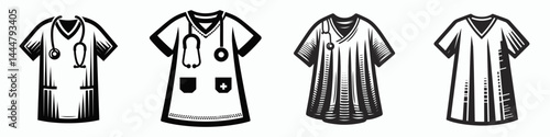 The Hospital gown. Clinic Healthcare Treatment Symbol. Clinical robe patient apparel infirmary attire recovery garment medical wear.