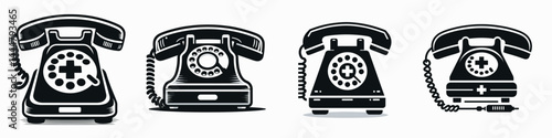 The Hospital telephone. Clinic Healthcare Treatment Symbol. Infirmary phone communication linking patients healthcare and urgent contact.