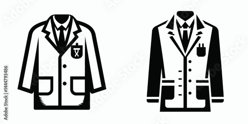 The Lab coat. Hospital Clinic Healthcare Treatment Symbol. Medical garment for experiment a sterile clothing in research facility.