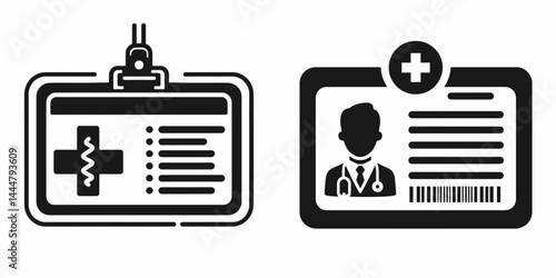 The Medical ID card. Hospital Clinic Healthcare Treatment Symbol. Health identification badge individual emergency contact info crucial wellness alert.