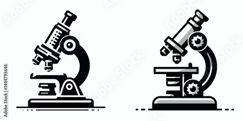The Microscope. Hospital Clinic Healthcare Treatment Symbol. Optic device for minute object viewing exploration laboratory instrument.