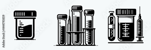 The Specimen container. Hospital Clinic Healthcare Treatment Symbol. Sample receptacle a vital element for preservation transport and analysis in various sectors.