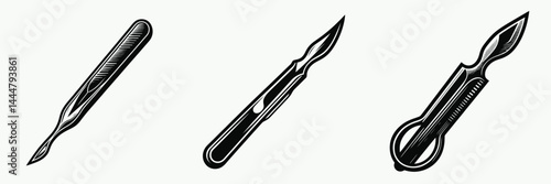 The Scalpel. Hospital Clinic Healthcare Treatment Symbol. Precision lancet surgical instrument for accurate incision in medical procedure.