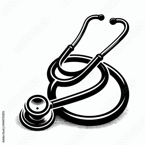 The Stethoscope. Hospital Clinic Healthcare Treatment Symbol. Acoustic medical instrument auscultation equipment for health diagnosis.
