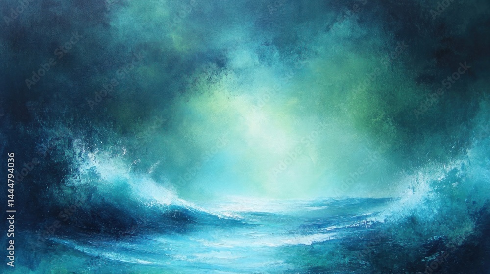 Turbulent ocean waves reflecting luminous light. Turbulent ocean waves reflecting luminous light.