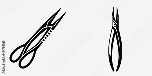 The Tweezers. Hospital Clinic Healthcare Treatment Symbol. Fine grasping instrument a vital aid for beauty grooming and first care.