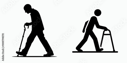 The Walker. Hospital Clinic Healthcare Treatment Symbol. Journeying figure a roam insight into human expedition and peregrination.