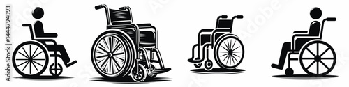 The Wheelchair. Hospital Clinic Healthcare Treatment Symbol. Mobility device aiding locomotion freedom via seated transport equipment.