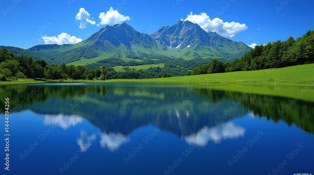 Mountain lake reflecting sky and peaks Mountain lake reflecting sky and peaks