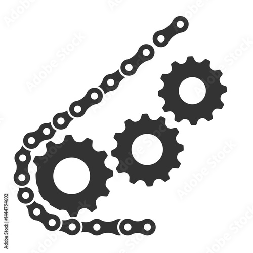 Gear Chain Mechanism:A simple illustration showing the interlocking gears and chain, symbolizing a smooth and efficient mechanical process.