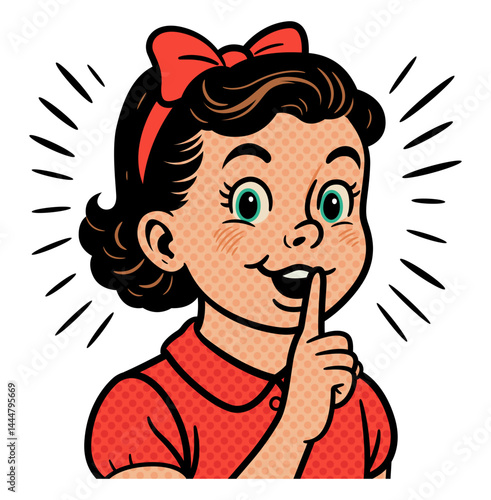 Shushing Girl Pop Art Style Poster