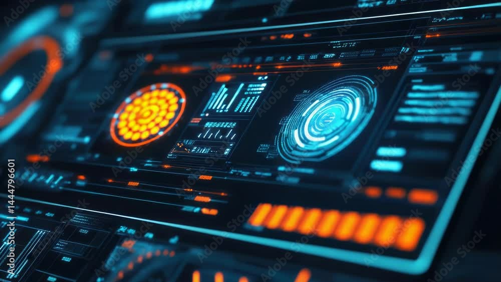 A close-up view of a computer screen showing a graphical user interface and icons