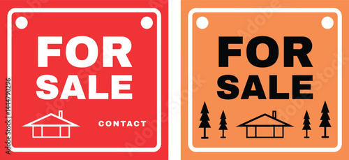 For Sale Sign Boards For Real Estate Business with House Icons