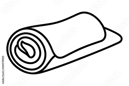 Face Towel Rolled Line Art Vector Illustration