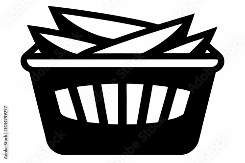 Folded Laundry Basket Silhouette Vector Illustration