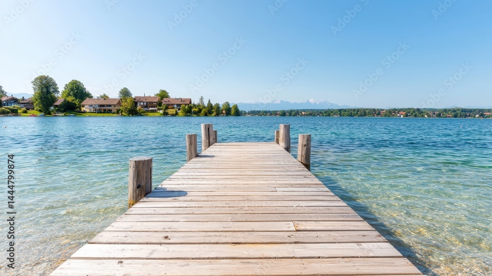 Naklejka premium Cozy suburban lake homes with waterfront views in Wisconsin.