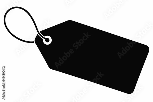Price Tag Blank Silhouette Vector Illustration Black