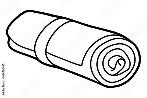Rolled Travel Blanket Line Art Vector Illustration
