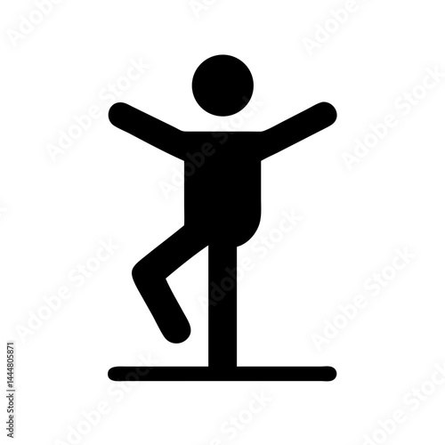 Flat icon of a human figure in tree pose against a transparent background  