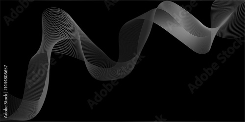 dynamic and digital technology abstract Smooth Flowing Dynamic Sound Wave Background, luxury and modern digital curved wave lines, modern background with wavy lines and particles arranging randomly.