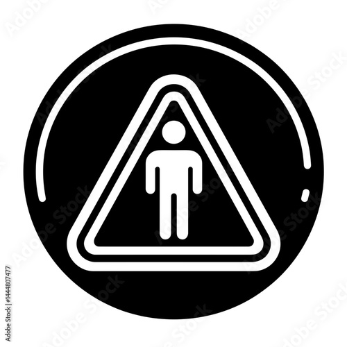 Safety warning sign depicting a person for construction site awareness