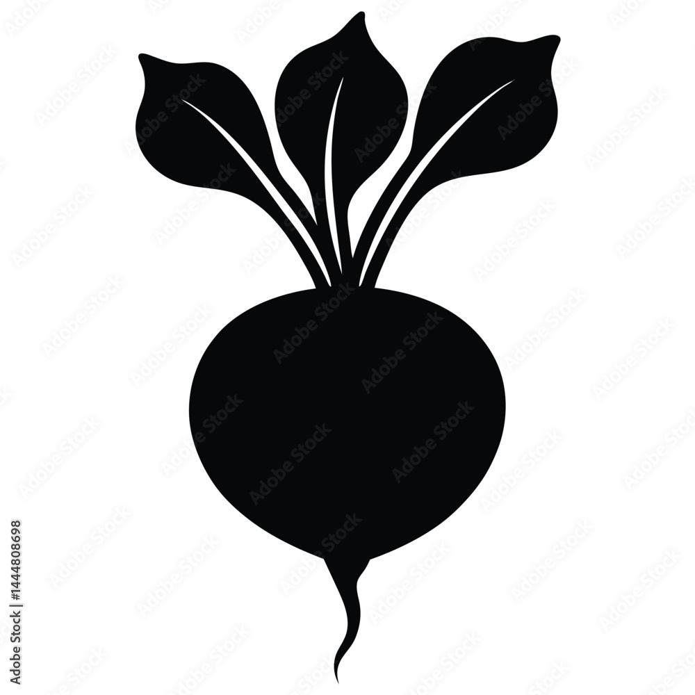 a silhouette Illustration Of Fresh Beetroot With Leaves, Minimalist Design a silhouette Illustration Of Fresh Beetroot With Leaves, Minimalist Design