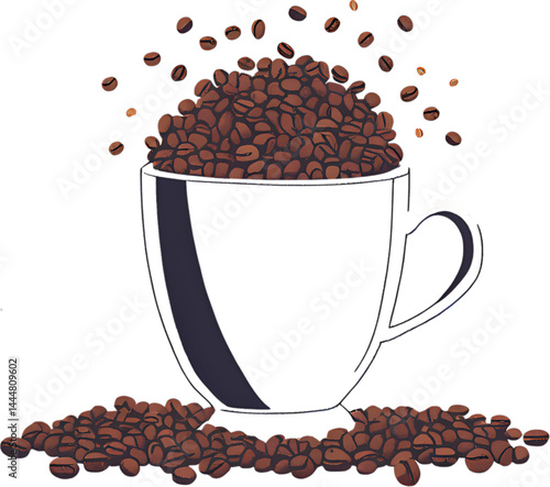 coffee beans and cup