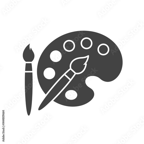 Artistic Palette: A minimalist representation of an artist's essential tools, a paint palette and brush. The scene invokes creativity and the artistic process.