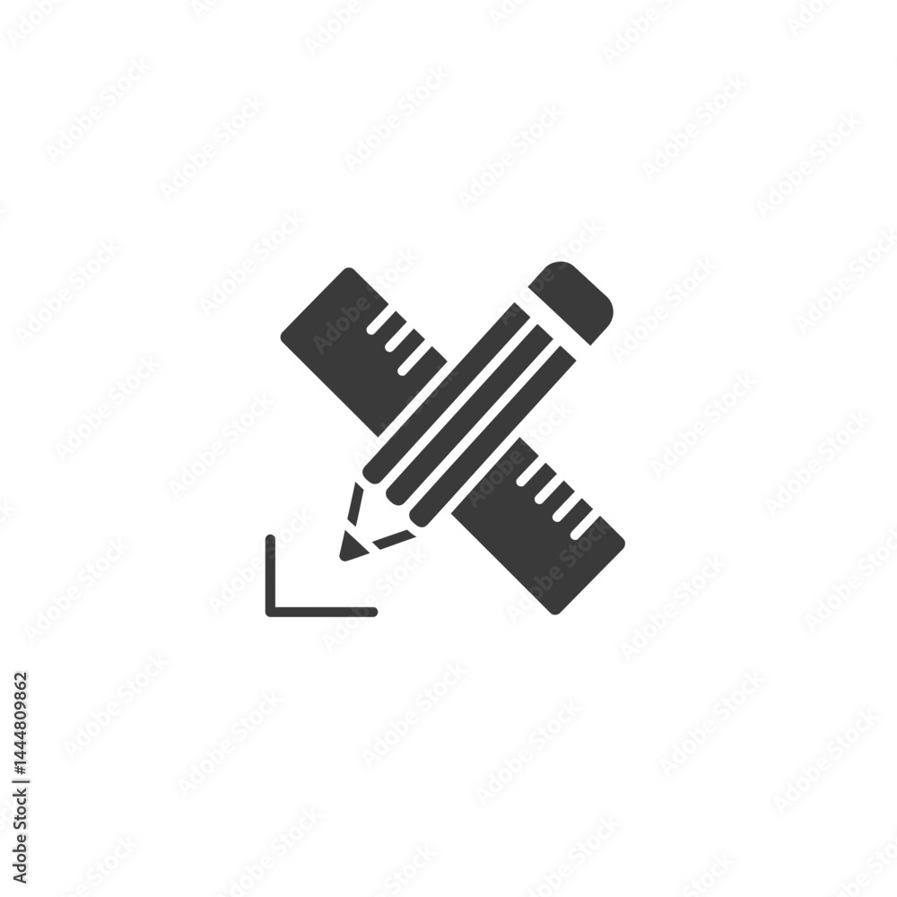 Design Tools: A minimalist icon features a pencil and ruler, representing creativity, precision, and the tools of design. It symbolizes the foundation of the creative process. Design Tools: A minimalist icon features a pencil and ruler, representing creativity, precision, and the tools of design. It symbolizes the foundation of the creative process.