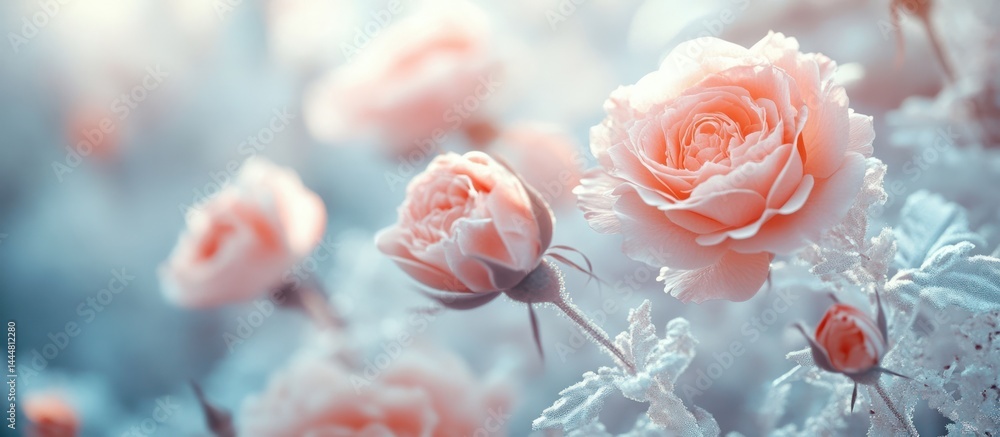 Soft Pink Roses in Garden