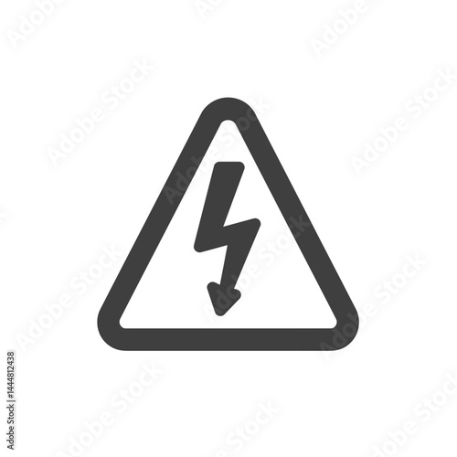 Warning Sign: A stark, clean warning sign featuring a stylized lightning bolt, a universal symbol of electrical hazard and danger.
