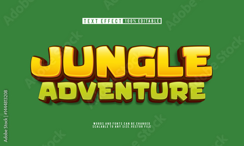 Editable jungle adventure text effect, vibrant and wild for exciting designs.