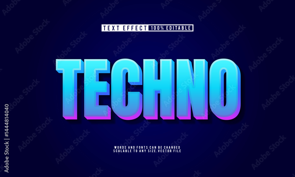 Editable techno futuristic text effect, ideal for technology-themed designs.